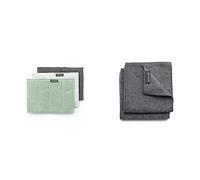 Brabantia - Pads de Nettoyage en Microfibre Sinkside - Éponge et Microfibre - Lavable en Machine - Lot de 3 - Dark Grey/Light Grey/Jade Green & Microfiber Torchon, Gris Foncé, 30 x 30 x 0,5 cm