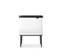 Brabantia - Panier à linge 60L - Panier à linge élégant - Ouverture rapide - Sac en coton amovible - Portable et hygiénique - Accessoire pour chambre et salle de bain - White