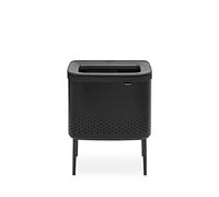 Brabantia - Panier à linge 60L - Panier à linge élégant - Ouverture rapide - Sac en coton amovible - Portable et hygiénique - Accessoire pour chambre et salle de bain - Matt black