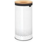 Brabantia - Corbeille à Linge - Couvercle en Liège - Portable Sac à Linge - Corbeille avec des Orifices de Ventilation - Pas de Rayures - Matériaux Durables Résistants à la Corrosion - Blanc - 35 L