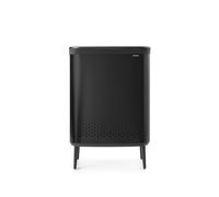 Brabantia - Panier à linge Hi 2 x 45L - Panier à linge sale - 2 compartiments - Ouverture rapide - Sac en coton amovible - Portable & hygiénique - Accessoire pour chambre et salle de bain - Matt Black