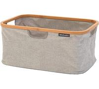 Brabantia - Panier à Linge Pliable - Bord en Bambou - Multi-Fonctionnelle Stockage - Se Plie à Plat - Revêtement Résistant à l'eau - Transport Facile - Gros Volume - Gris - 40 L