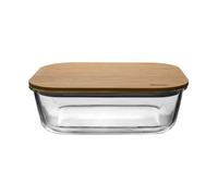 Brabantia plat à four en verre pur - boîte de conservation pour aliments - avec couvercle en bambou - 1400 ml - 22 x 17 x 8 cm.