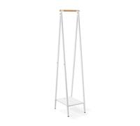 Brabantia - Portant pour vêtements Linn, Compact - Rails autoportants - Rangement de vêtements - Suspendre, aérer ou sécher - Cadre robuste en acier et tige en bambou - 47,6cm x 34cm x 170cm - White