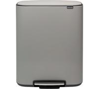 brabantia Poubelle à Pédale Bo, 2 x 30 L - Mineral Concrete Grey