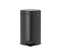 Brabantia Poubelle à pédale NewIcon 12 L | Couvercle anti-odeurs à fermeture douce et bac en plastique | Poubelle compacte antidérapante pour cuisine, bureau, salle de bain, chambre | Confident Grey
