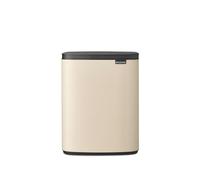 Brabantia Poubelle Bo 12 L | Poubelle compacte rectangulaire avec couvercle à fermeture douce et bac amovible | Autoportante ou installation murale pour salle de bain, cuisine ou bureau | Soft Beige