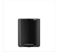 Brabantia Poubelle Bo 12L (Noir Mat) - Poubelle cuisine à pédale à fermeture progressive - Système de tri des déchets facile à nettoyer avec seau amovible - Sacs-poubelle PerfectFit gratuits inclus