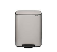 Brabantia Poubelle Bo 2x30L (Gris clair) - Poubelle cuisine à pédale à fermeture progressive - Système de tri des déchets facile à nettoyer, 2 seaux amovibles - Sacs-poubelle PerfectFit inclus