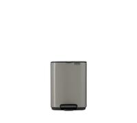 Brabantia Poubelle Bo 4L (Platine) - Poubelle cuisine à pédale à fermeture progressive - Système de tri des déchets facile à nettoyer avec seau amovible - Sacs-poubelle PerfectFit gratuits inclus