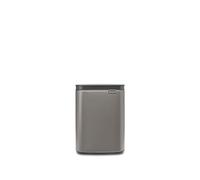 Brabantia - Poubelle de 4L - Petite & élégante - Ouverture facile et couvercle à fermeture douce - Hygiénique et peu encombrante - Fixation murale - pour salle de bains, toilettes, chambre - Platinum