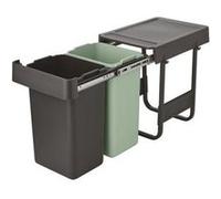 Brabantia Sort&Go Built-in Bin, 2x15L, Dark Grey & Jade Green