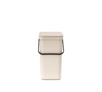 Brabantia Poubelle Sort & Go 12L (Beige clair) - Système de tri des déchets avec poignée de transport, couvercle amovible et à ouverture permanente - Poubelle cuisine à nettoyage facile sans rebords