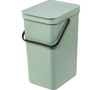 Brabantia - Poubelle Sort & Go 16L - Poubelle Moyenne de Recyclage - Poignée de Transport - Facile à Nettoyer - À Installer sous la Cuisine ou au Mur - pour le Compost - Jade Green - 22 x 28 x 40 cm