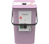 Brabantia Poubelle Sort & Go 25L (Rose Lilas) - Système de tri des déchets avec poignée de transport, couvercle amovible et à ouverture permanente - Poubelle cuisine à nettoyage facile sans rebords