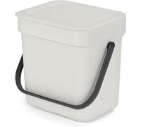 Brabantia Poubelle Sort & Go 3L (Gris clair) - Système de tri des déchets avec poignée de transport, couvercle amovible et à ouverture permanente - Poubelle cuisine à nettoyage facile sans rebords