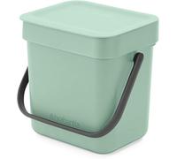 Brabantia Poubelle Sort & Go 3L (Vert Clair) - Système de tri des déchets avec poignée de transport, couvercle amovible et à ouverture permanente - Poubelle cuisine à nettoyage facile sans rebords