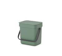 Brabantia Sort & Go 3L - Composteur Cuisine - Poignée de Transport - Petite Poubelle Compost de Table, Comptoir ou Sous la Cuisine - Vert - 19 x 14 x 18 cm