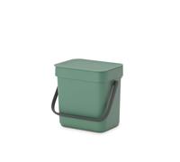 Brabantia Poubelle Sort & Go 3L – Poignée, couvercle amovible, sans rebords – Vert foncé