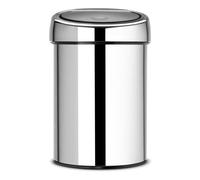 Poubelle murale 3 litres Brabantia Touch-bin ronde inox brillant