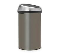 Brabantia Poubelle Touch Bin, 60L - Platinium avec couvercle inox mat anti-trace de doigt