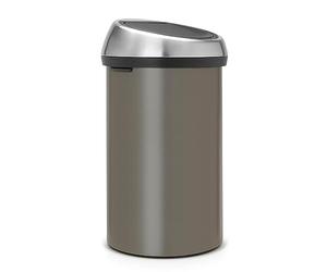 Brabantia Poubelle Touch Bin, 60L - Platinium avec couvercle inox mat anti-trace de doigt