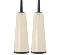 Brabantia - Renew Porte Goupillon avec Brosse - Brosse Hygiénique - Nettoie sous Le Rebord - Base Anti-Rayures - Anti-Corrosion - Accessoire de Salle de Bains - Soft Beige - 42 x 12 x 12 cm (Lot de 2)