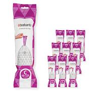 Brabantia Sacs Poubelle PerfectFit Multipack (Code C/10-12 Litres) Ultra Résistant, Poignées Coulissantes, 10 rouleaux (200 Sacs) 137983 Blanc