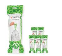 Brabantia Sacs Poubelle PerfectFit Multipack (Code G/23-30 Litres) Ultra Résistant, Poignées Coulissantes, 6 rouleaux (120 Sacs) 138423 Blanc
