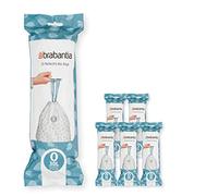 Brabantia Sacs Poubelle PerfectFit Multipack (Code O/30 Litres) Ultra Résistant, Poignées Coulissantes, 6 rouleaux (120 Sacs) 138485 Blanc