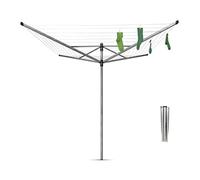 BRABANTIA 310942 Séchoir Lift-O-Matic, rotatif, réglable en hauteur - 50 mètres - ancre en métal - Ø 45 mm - 4 bras - Metallic Grey