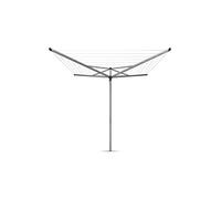 Brabantia Séchoir Rotatif Essential, Étendoir Linge, Gris Métallique, 50m | Étendoir extérieur rotatif, Cordes antidérapantes, Résistant aux UV, Ouverture Parapluie, Tube d'ancrage au sol de 35 mm