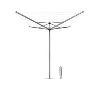 Brabantia - Séchoir Rotatif Topspinner - Etendoir Linge - Antidérapantes - Résistantes aux UV, 40 m - Rotation Fluide - Compatible avec Les Cintres - avec Ancre de Sol - Gris Métallique - ø 271 cm