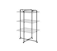 Brabantia Étendoir à Linge Tour HangOn de, 23 mètres (Noir Mat) - Séchoir à Linge Ajustable à Large capacité, Pliable et Compact - Étendoir en Tour avec Roues et Crochets pour ceintres