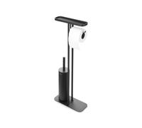 Brabantia - Serviteur de Toilettes Mindset - Étagère de Salle de Bains, Porte-Rouleau de Papier Toilette et Brosse à Toilettes Hygiénique - Résistant à la Corrosion - Infinite Grey - 76 x 13 x 29 cm