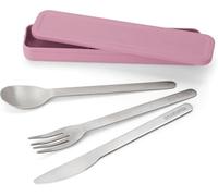 Brabantia Set de couverts Make & Take avec étui (Lilac Rose), Set de 3 couverts camping : couteau, cuillère et fourchette, Design compact en acier inoxydable, Boite de couverts pour 1 personne