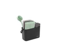 Brabantia Set de nettoyage SinkSide - 8 pièces - Dark Grey | Caddy avec poignée, lingettes microfibres, chiffons, brosse à vaisselle, raclette | Solution complète pour évier | Organiseur d’évier