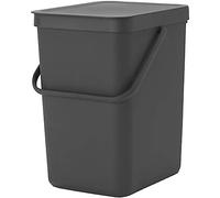Brabantia Sort & Go Poubelle Recyclage Cuisine Gris (25 L) avec Couvercle et Poignée|Gratuite Sacs Poubelle PerfectFit inclus