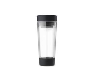 Brabantia - Tasse à Thé de Voyage Make & Take, Étanche avec Couvercle à Clic Intelligent et Compartiment à Sachets de Thé Caché, Garde les Boissons Chaudes pendant 1,5 Heure, Gris Foncé, 0,36L