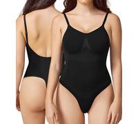 BRABIC Body gainant dos nu pour femmes, body string gainant sans coutures, sans manches, débardeur de compression, noir, Medium