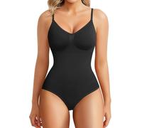 BRABIC Body galbant pour femme - Culotte gainante sans couture - Haut sans manches à col en V - Combinaison caraco, noir, X-Large/XX-Large