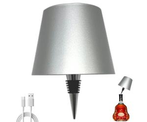 Brabola Lampe de bouteille de vin sans fil, rechargeable, contrôle tactile, 3 couleurs, intensité variable, pour restaurant, maison, bar, bureau, Noël (argent, 1 pièce