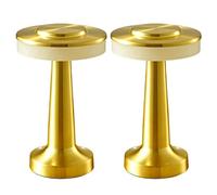 Brabola Lot de 2 lampes de table sans fil, lampes de chevet à piles rechargeables avec interrupteur tactile, veilleuse LED portable à intensité variable pour chambre à coucher, maison, bureau (doré)