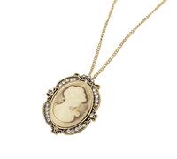 BRABOSTON Collier vintage avec pendentif camée en strass en cristal, bijoux vintage pour les vacances, bijoux en alliage, collier artistique unique pour femme, taille unique, Comme décrit