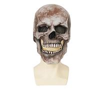 BRABOSTON Costume d'horreur tête de mort squelette pour adultes pour Halloween, fête d'Halloween, casque humain avec mâchoire mobile