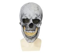 BRABOSTON Costume d'horreur tête de mort squelette pour adultes pour Halloween, fête d'Halloween, casque humain avec mâchoire mobile
