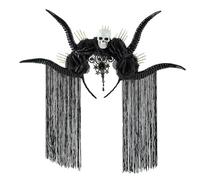 BRABOSTON Dark Series Serre-tête en corne antilope avec fleur et crâne glands Accessoire pour cheveux pour Halloween Événement Halloween Bandeau pour femme