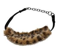 BRABOSTON Élégant motif fausse fourrure ceinture de taille en cuir PU chaîne de taille pour boîte de nuit et festivals événements femmes mode, Peluche imprimé léopard, taille unique