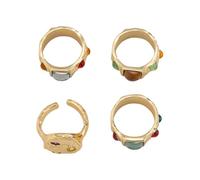 BRABOSTON Ensemble de bagues élégantes en pierres précieuses géométriques dorées claires pour un usage quotidien ou une soirée, usage quotidien, H, Comme décrit, Comme décrit.