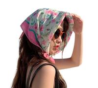 BRABOSTON Foulard triangulaire pour cheveux français - Bandana noué - Bandeau vintage - Motif floral - Pour femme, l, Taille unique